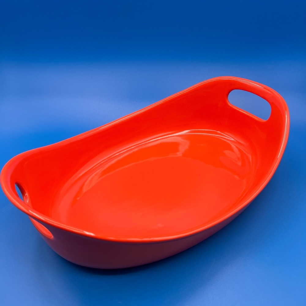 Rachael Ray Orange Stoneware 2.25 Quart Oval Casserole Baking Dish